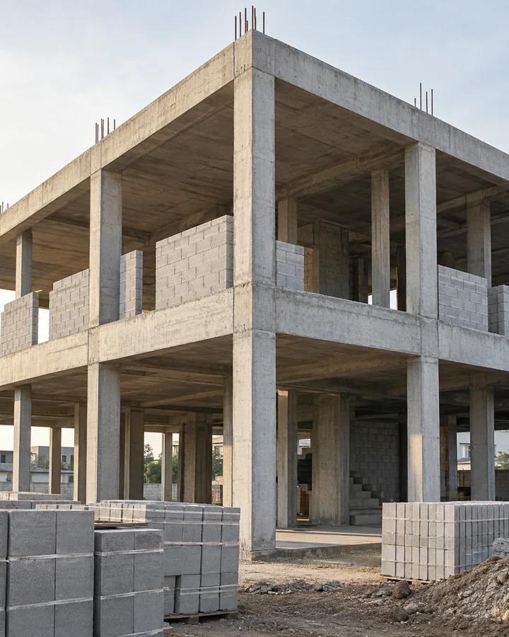 Building under construction supplied with Terraform materials